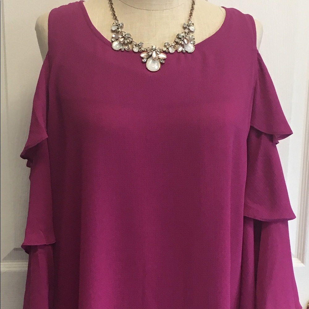 New! 🖤 Aura’s Plus Fuchsia Ruffle Dress